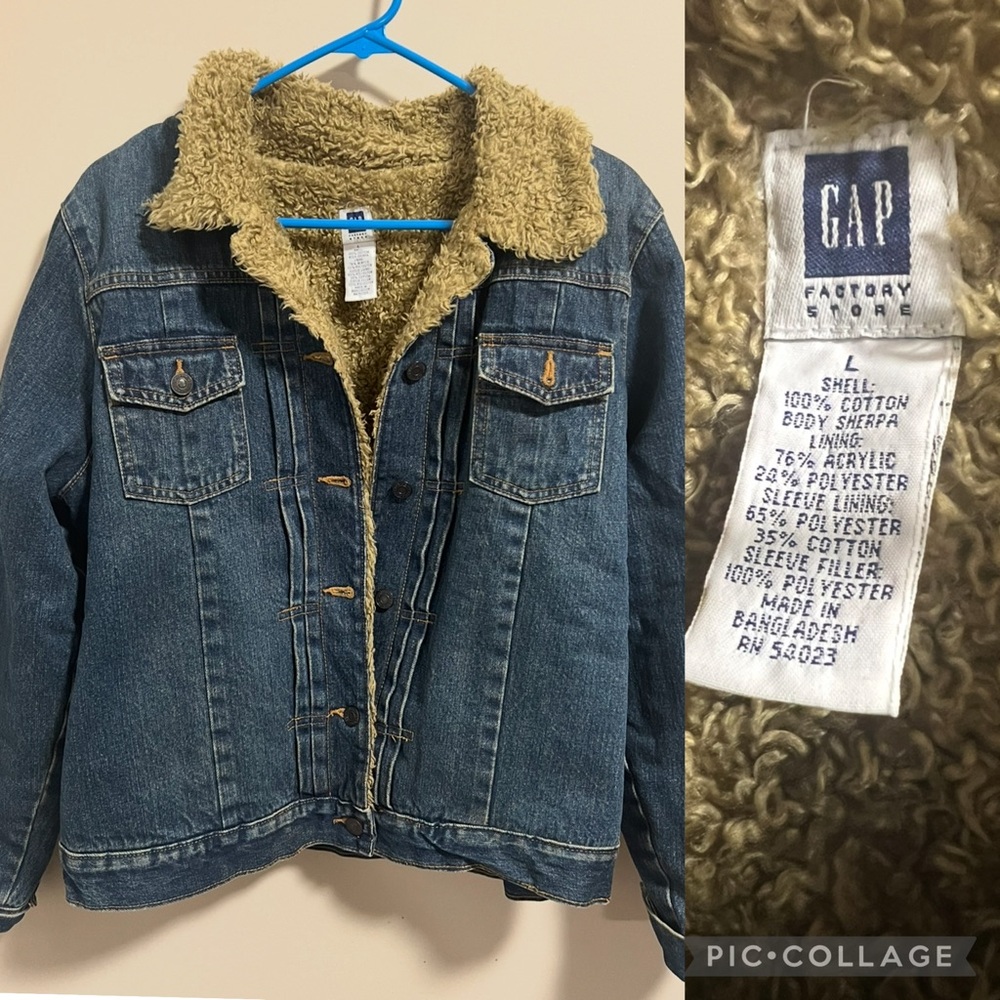 GAP Kids Denim Jacket with Tan Sherpa Lining